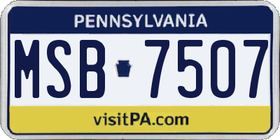 PA license plate MSB7507