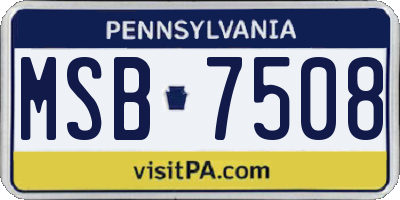 PA license plate MSB7508