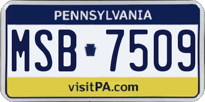 PA license plate MSB7509