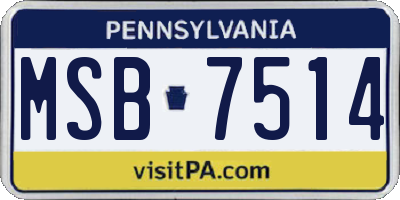 PA license plate MSB7514