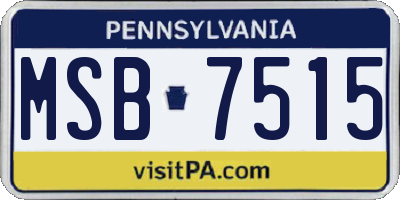 PA license plate MSB7515