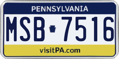 PA license plate MSB7516