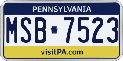 PA license plate MSB7523