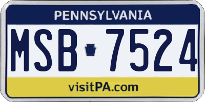 PA license plate MSB7524
