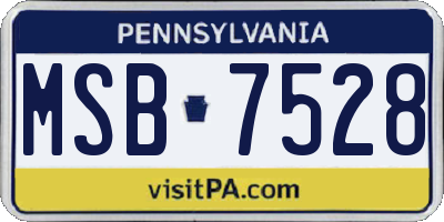 PA license plate MSB7528