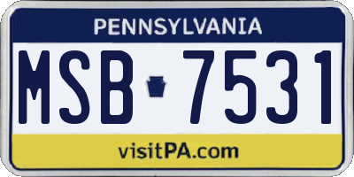 PA license plate MSB7531