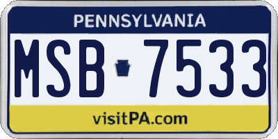 PA license plate MSB7533