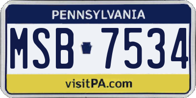PA license plate MSB7534