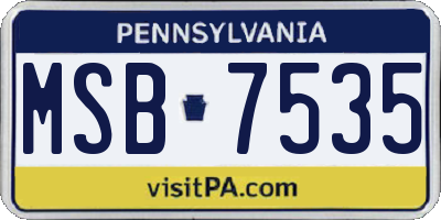 PA license plate MSB7535
