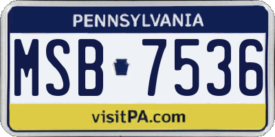 PA license plate MSB7536