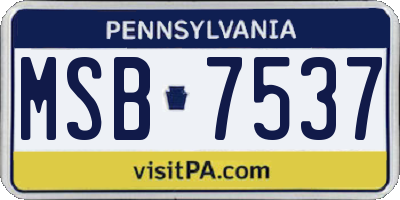 PA license plate MSB7537