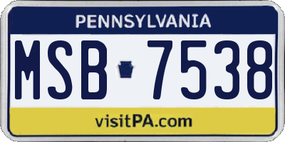 PA license plate MSB7538