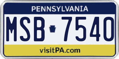 PA license plate MSB7540