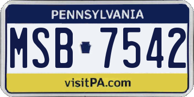 PA license plate MSB7542