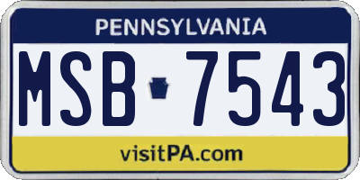 PA license plate MSB7543