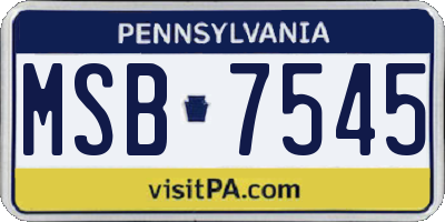 PA license plate MSB7545