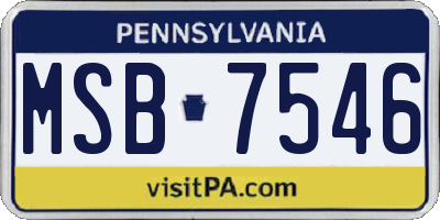 PA license plate MSB7546