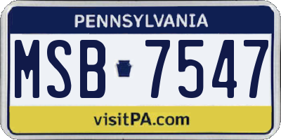 PA license plate MSB7547