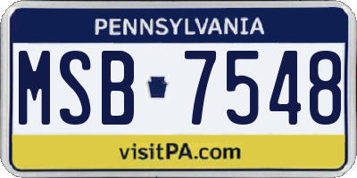 PA license plate MSB7548
