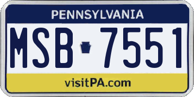 PA license plate MSB7551