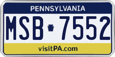 PA license plate MSB7552