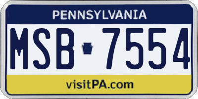 PA license plate MSB7554