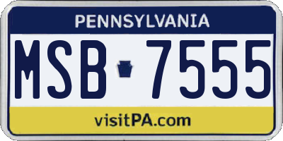 PA license plate MSB7555