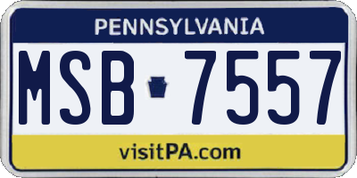 PA license plate MSB7557