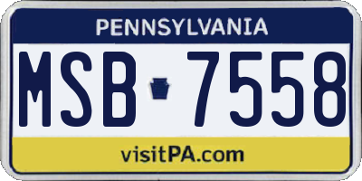 PA license plate MSB7558