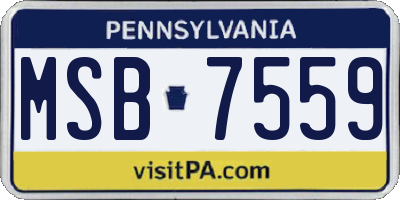PA license plate MSB7559