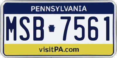 PA license plate MSB7561