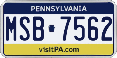 PA license plate MSB7562