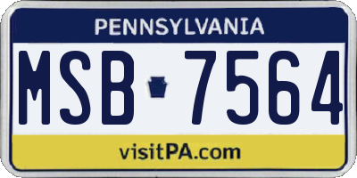 PA license plate MSB7564