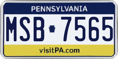 PA license plate MSB7565