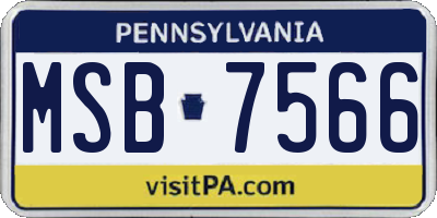 PA license plate MSB7566