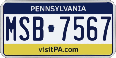 PA license plate MSB7567