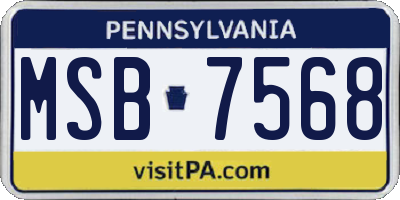 PA license plate MSB7568