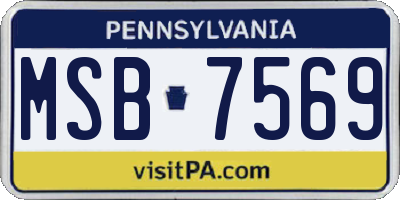 PA license plate MSB7569
