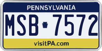PA license plate MSB7572