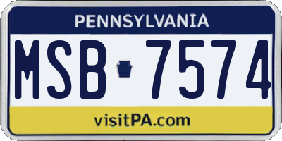 PA license plate MSB7574