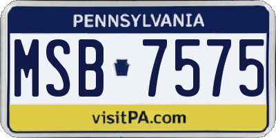 PA license plate MSB7575
