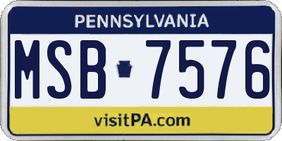 PA license plate MSB7576