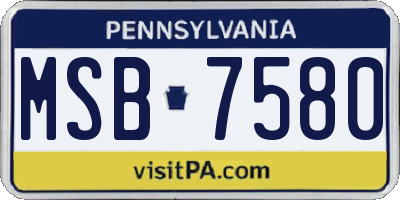 PA license plate MSB7580