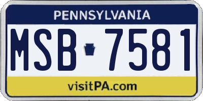 PA license plate MSB7581