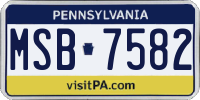 PA license plate MSB7582