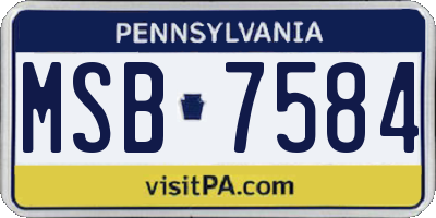 PA license plate MSB7584