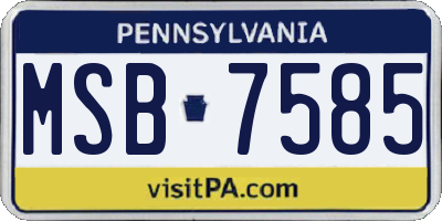PA license plate MSB7585