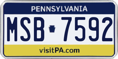 PA license plate MSB7592