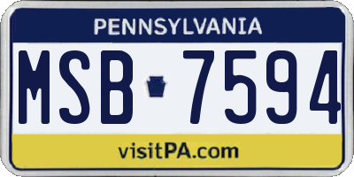 PA license plate MSB7594