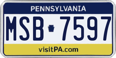 PA license plate MSB7597